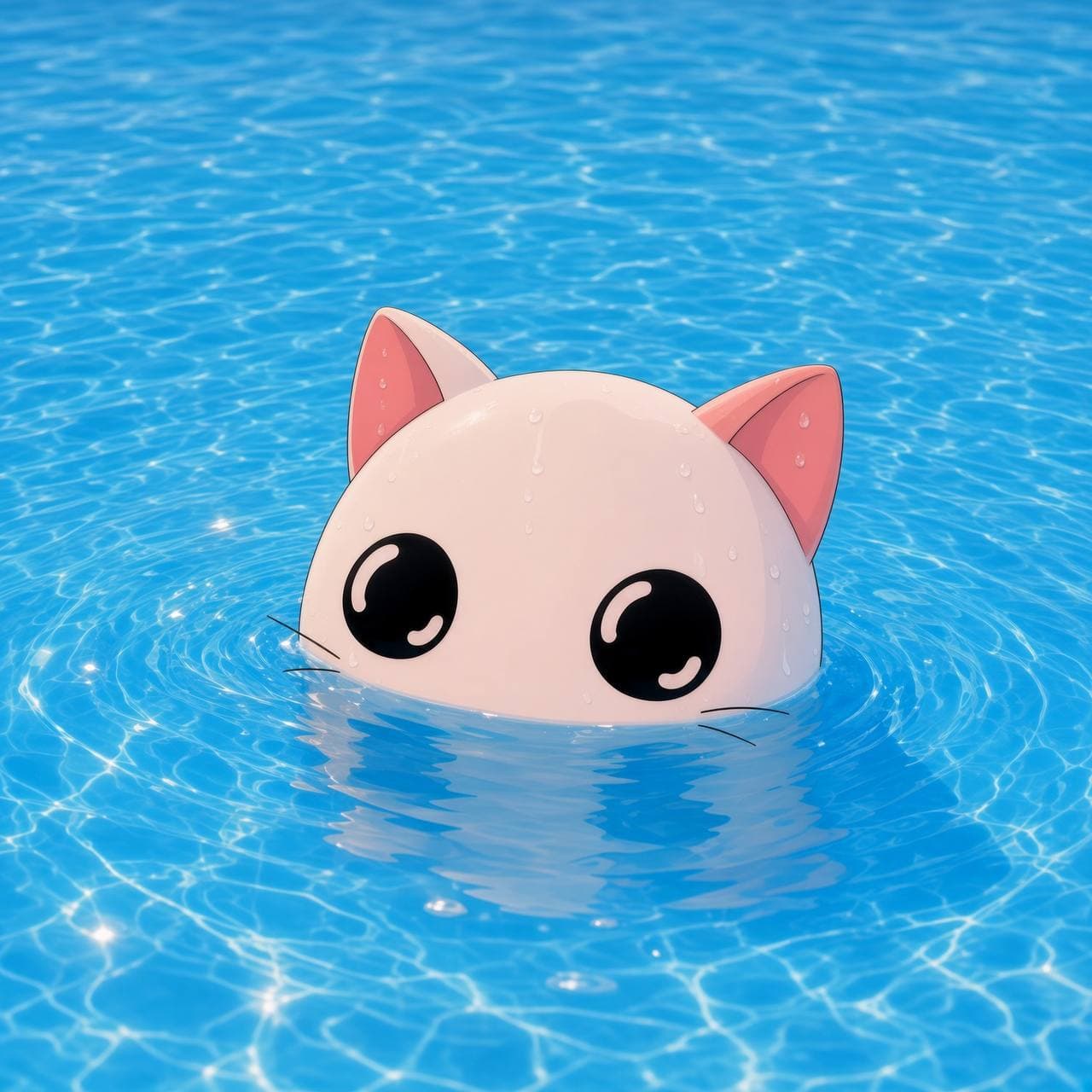 PoolsCat peeking out of pool water